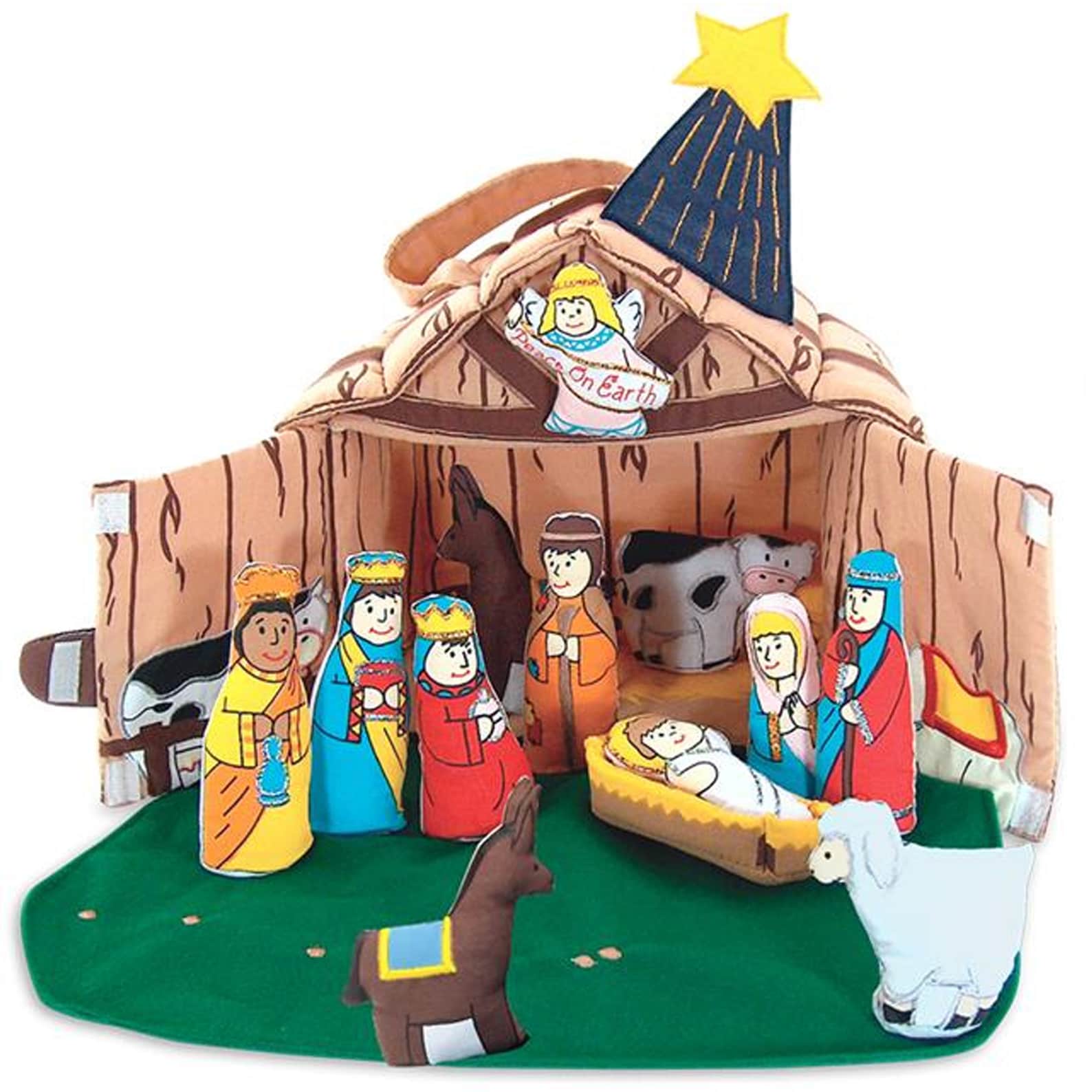 Pesebre navideño con Jesús, juego de tela suave para niños pequeños ...