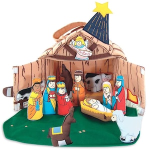 Christmas Nativity Manger Holiday Creche Jesus Soft Fabric Play Set Toddlers Kids Children Cloth Activity Play Toy by Pockets of Learning