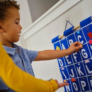 ABC Alphabet Wall Hanging BLUE Educational Chart Toddler Preschoolers Early Education by Pockets of Learning image 2