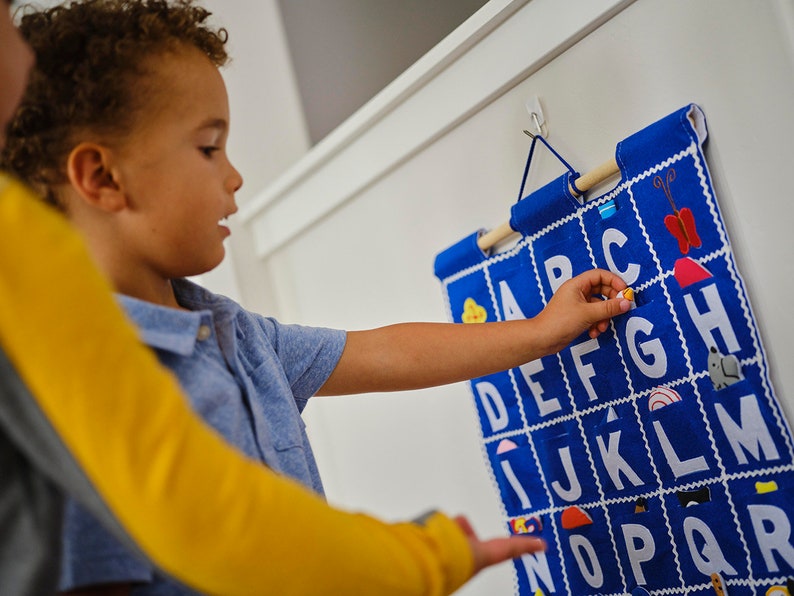 ABC Alphabet Wall Hanging BLUE Educational Chart Toddler Preschoolers Early Education by Pockets of Learning image 2