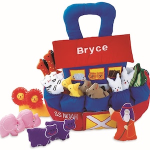 Personalized SS Noah's Ark Soft Play Set for Toddlers and Children, Fabric Activity, Cloth Pretend Bible Play Toy