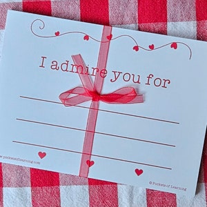 Valentine Love Letter Note Cards for Your Special Someone - Set of 14 cards 5"x7" - Show love to family and friends by Pockets of Learning