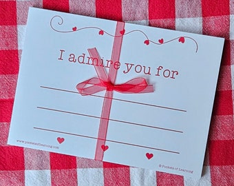 Valentine Love Letter Note Cards for Your Special Someone - Set of 14 cards 5"x7" - Show love to family and friends by Pockets of Learning