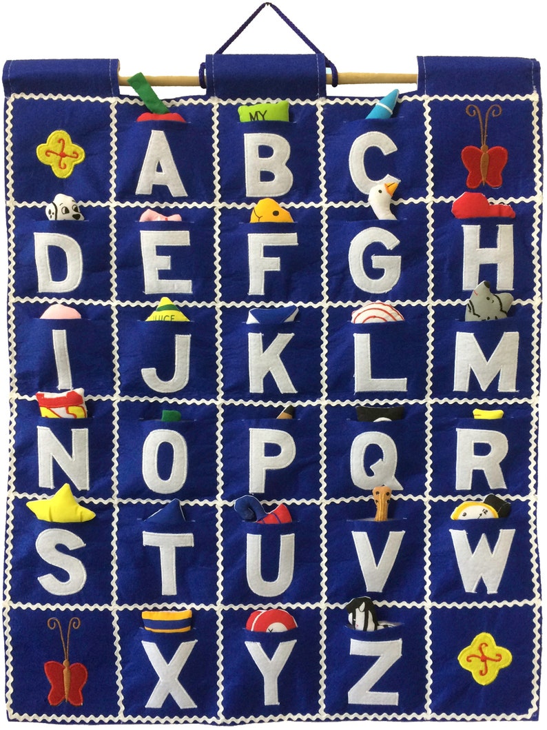 ABC Alphabet Wall Hanging BLUE Educational Chart Toddler Preschoolers Early Education by Pockets of Learning image 1