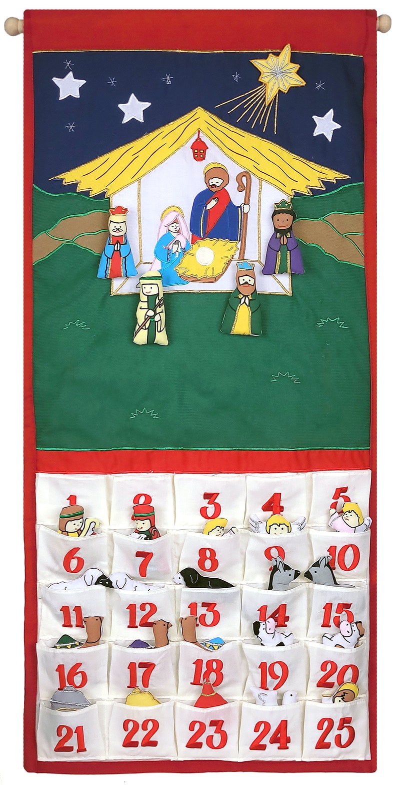 Personalized Traditional Manger Cloth Nativity Advent Calendar Christian Family & Kids Christmas Countdown Ornaments by Pockets of Learning no personalization