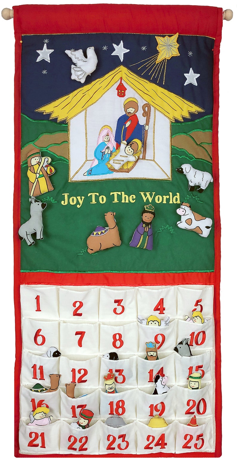 Personalized Traditional Manger Cloth Nativity Advent Calendar Christian Family & Kids Christmas Countdown Ornaments by Pockets of Learning add Joy to the World
