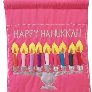 Happy Hanukkah Kids & Family Jewish Menorah Cloth Wall Hanging Judaica Hebrew Holiday Decor by Pockets of Learning image 4