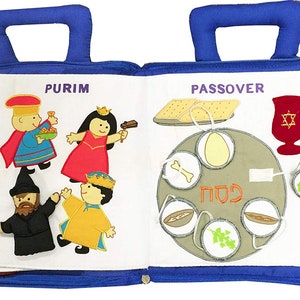 Personalized Jewish Holiday Book Cloth Interactive Kids Toddler Quiet Busy Book Hebrew Gift by Pockets of Learning image 8