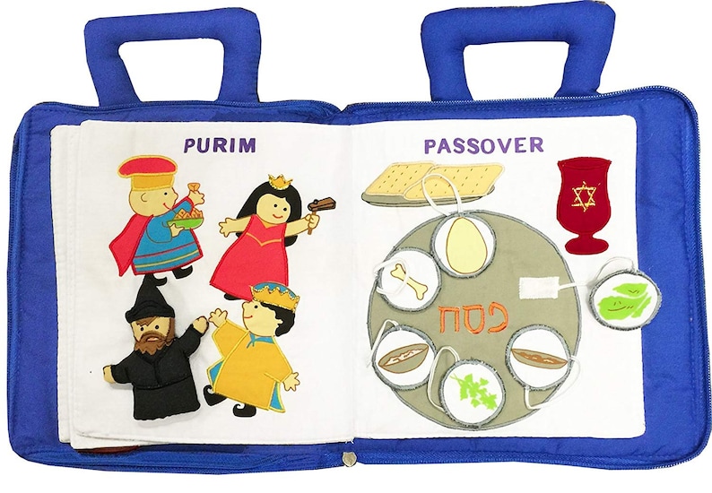 Personalized Jewish Holiday Book Cloth Interactive Kids Toddler Quiet Busy Book Hebrew Gift by Pockets of Learning image 8