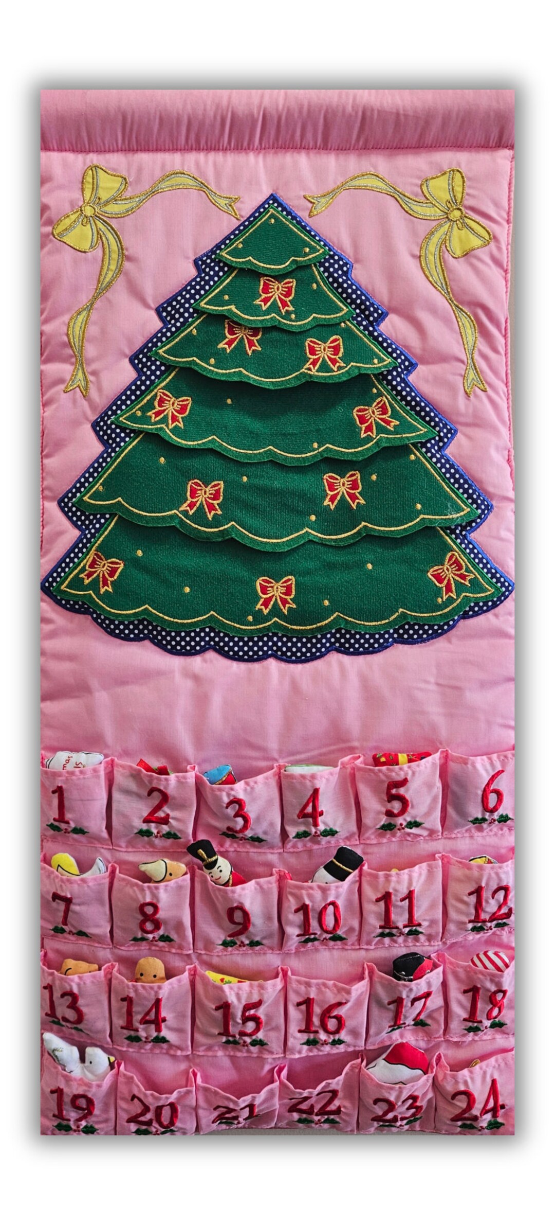 Pink Christmas Tree Fabric Advent Calendar Kids Countdown Etsy Canada