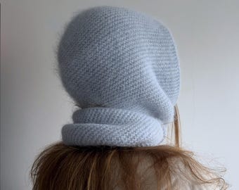 Hand Knitted Wool Hood Scarf - Babushka - Winter Head Covering - Etsy