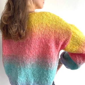 Colorful mohair sweater Multicolored mohair jacket Oversized sweater Chunky knit sweater Rainbow sweater Bright knit mohair pullover