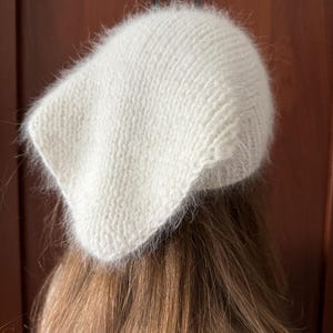 white headscarf for women Knitted kerchief headscarf Handknit angora head kerchief Vintage headscarf Sequined white hair kerchief bandana