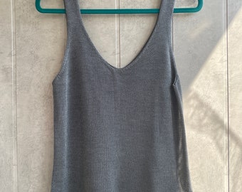 silk tank top silk t-shirts women Pure silk singlet top Silk knit camisole silk handknit top Basic wide strap silk top silk sleeveless top