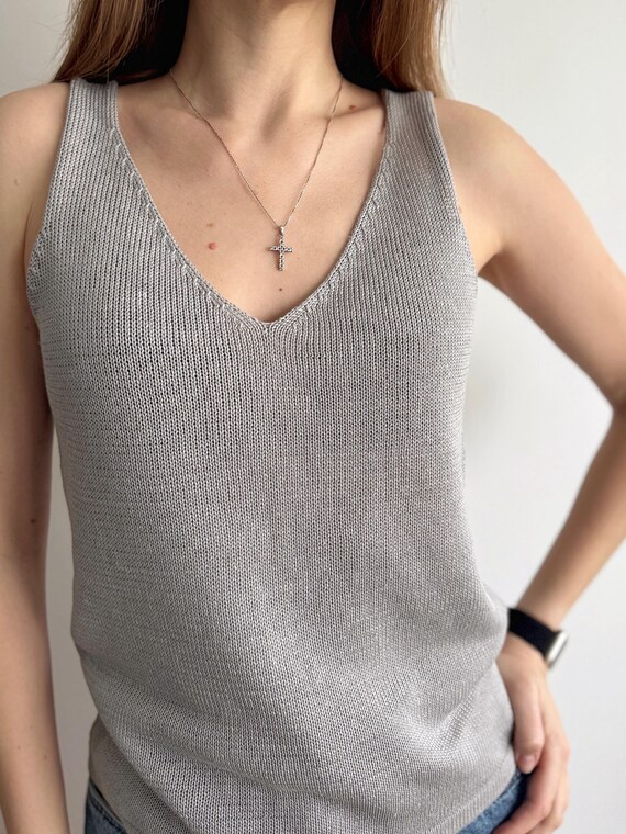 Débardeur Femme été En Coton/lin - Col En V, Bretelles Fines, Ample, Respirant, Grande Taille