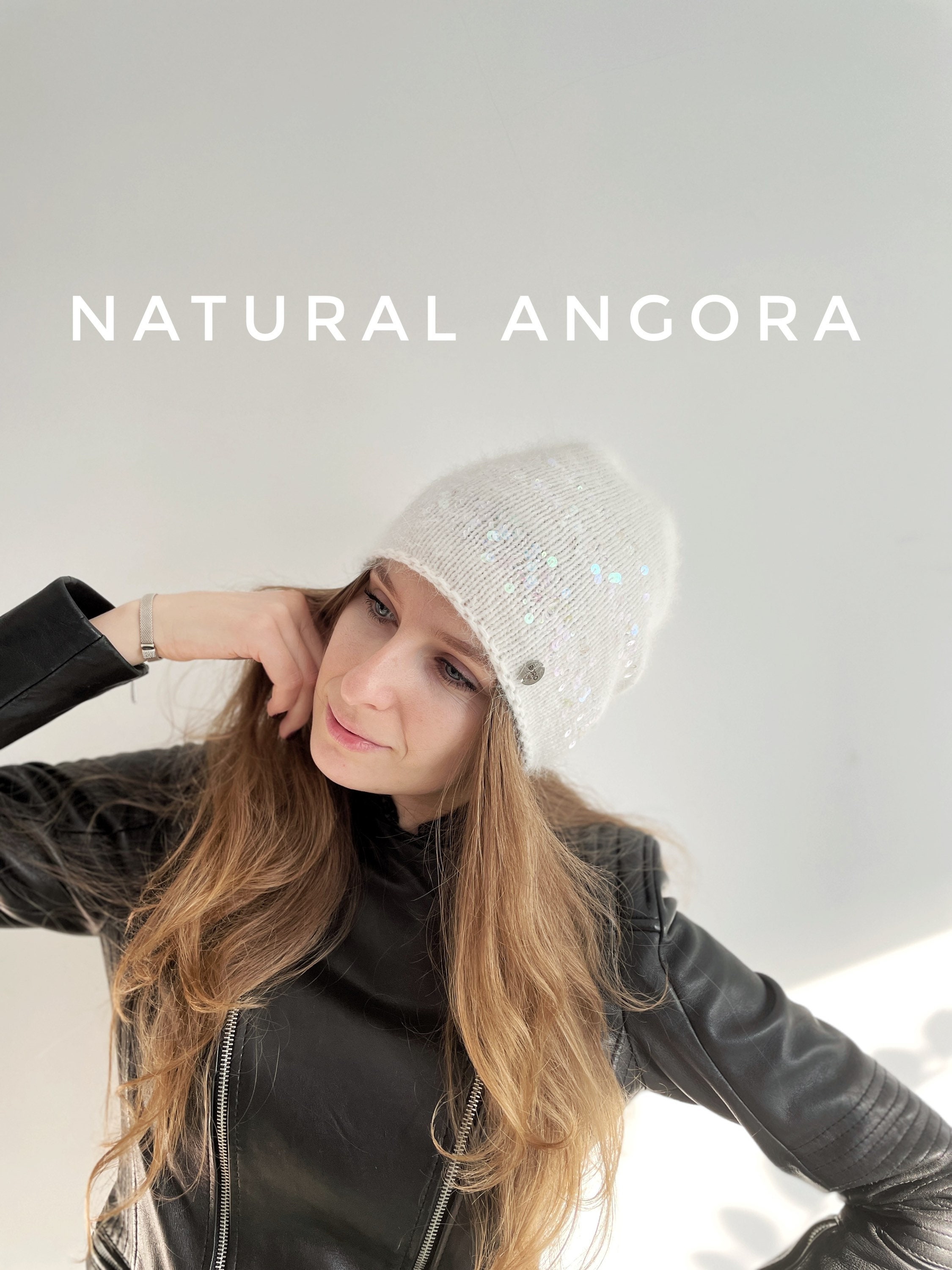 White Beanie Hat With Sequins / Sequin Embellished Hat