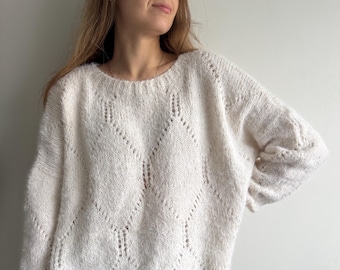 witte handgebreide trui voor vrouwen pluizige gebreide trui grofgebreide trui kabelgebreide trui oversized gebreide trui voor vrouwen