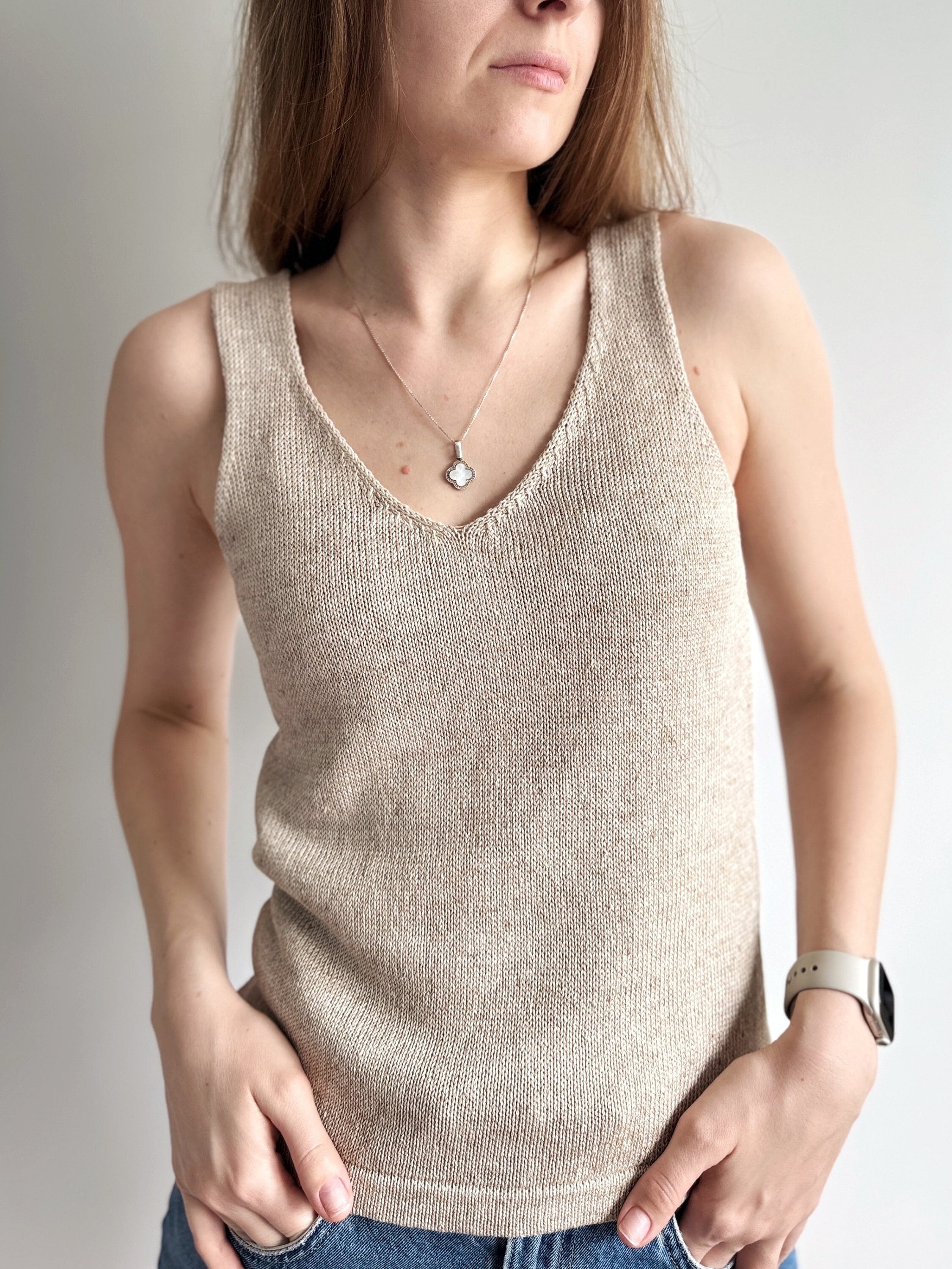Cream sweater tank best sale