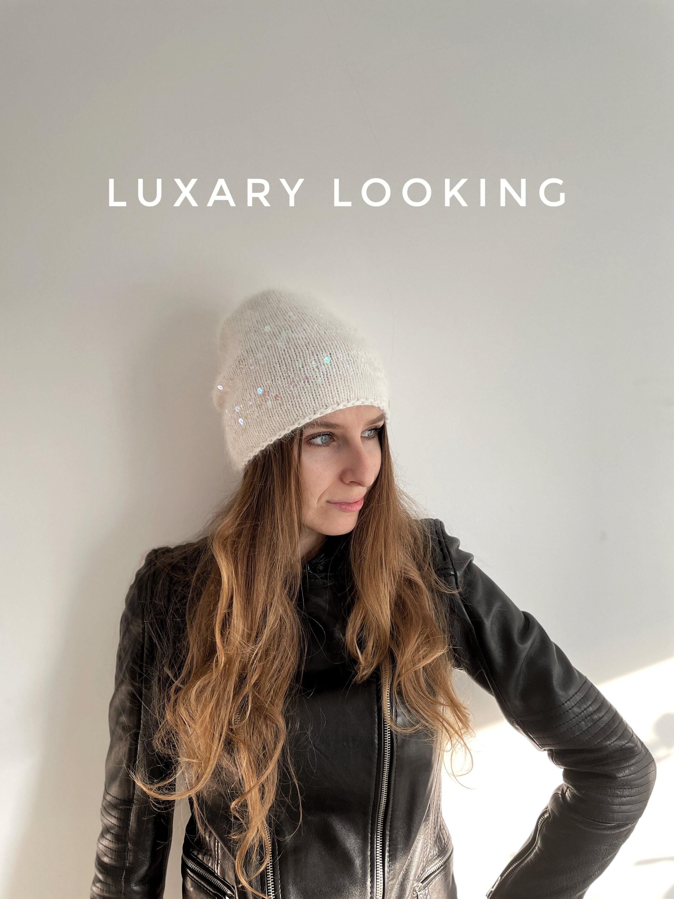 ●typeservice● Shimmery Beanie White OHTA01WHF White Soft Knit Eyelash Yarn Beanie | Accessories