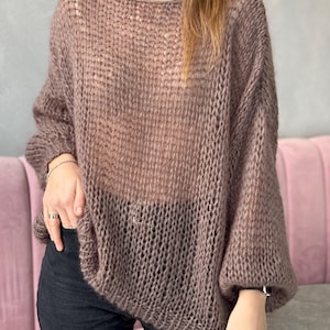 Chunky knit sweater Oversized sweater chunky mohair pullover Wide sleeve oversized jumper Alpaca sweater Plus size sweater Wool fuzzy