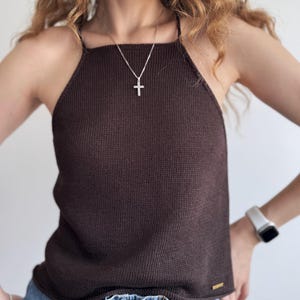 Top en tricot de lin pour femme Top court en tricot de lin Top dos nu pur lin Caraco en lin Débardeur en lin Pull en lin Vêtements chemise en tricot de lin
