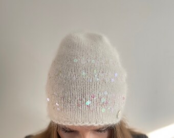 ●typeservice● Shimmery Beanie White OHTA01WHF Pacific Headwear 641K | Pom-Pom Cuff Beanie Cap