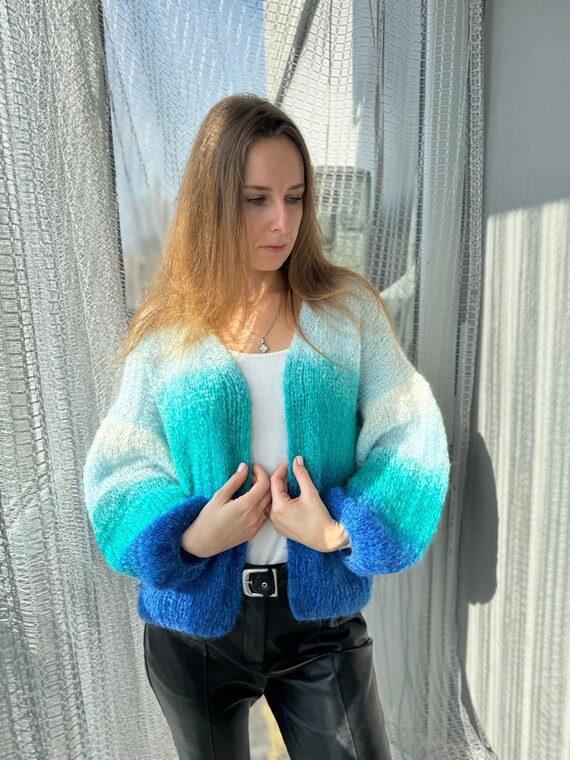 GRADATION MOHAIR CARDIGAN・BLUE GREEN
