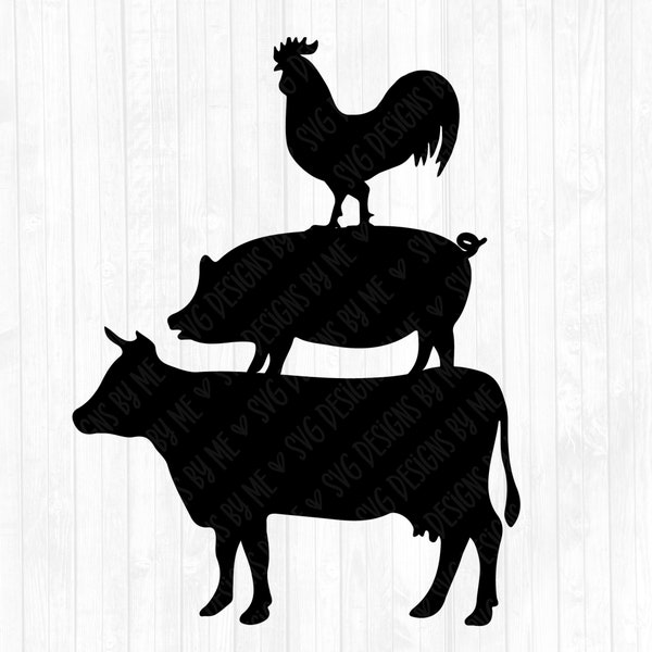 Stacked Animals SVG - Farm Animals SVG - Farmhouse Sign SVG - Stacked Show Animals Svg - Stacked Animals Silhouette Svg-Farm Animals Clipart