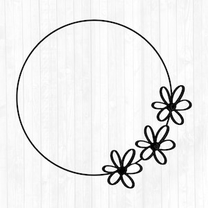 Floral Frame SVG - Floral Wreath SVG - Circle Frame SVG - Flower Monogram Frame svg - Cut files for Cricut - Digital Download - Png - Eps