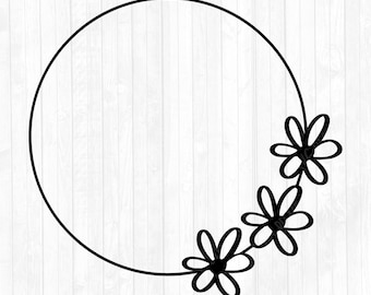Floral Rahmen SVG - Blumenkranz SVG - Kreis Rahmen SVG - Blume Monogramm Rahmen Svg - schneiden Sie Dateien für Cricut - digitaler Download - Png - Eps
