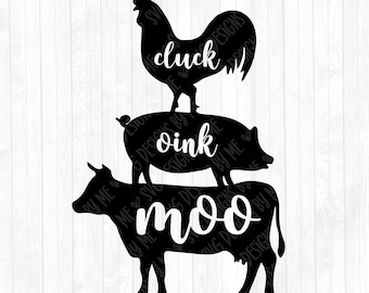 Tiere auf dem Bauernhof SVG - gestapelte Tiere SVG - Bauernhaus SVG - Kuh Huhn Schwein