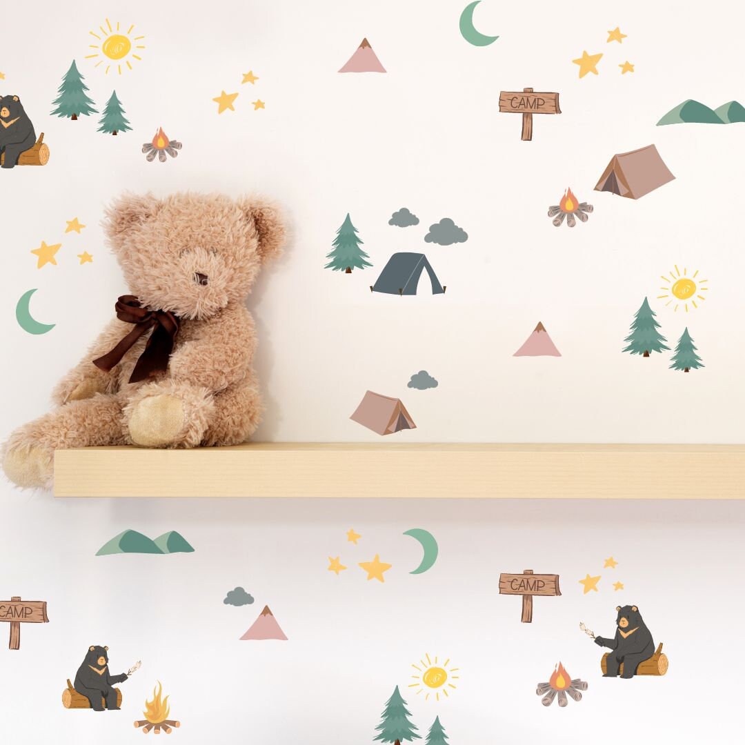 Wall Decals Camping Wall Decals Kids Wall Decals Bedroom Etsy