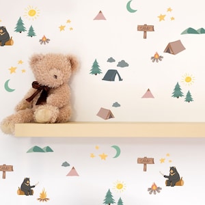 Wall decals Camping, wall decals kids, wall decals bedroom, wall decals nursery, removable wall decals, Wall decals playroom, fabric decals