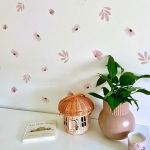 Wall decals flower pink, soft colour flower Wall decal, muted flower wall decals, Removable flower Wall Decals, Wall decals nursery