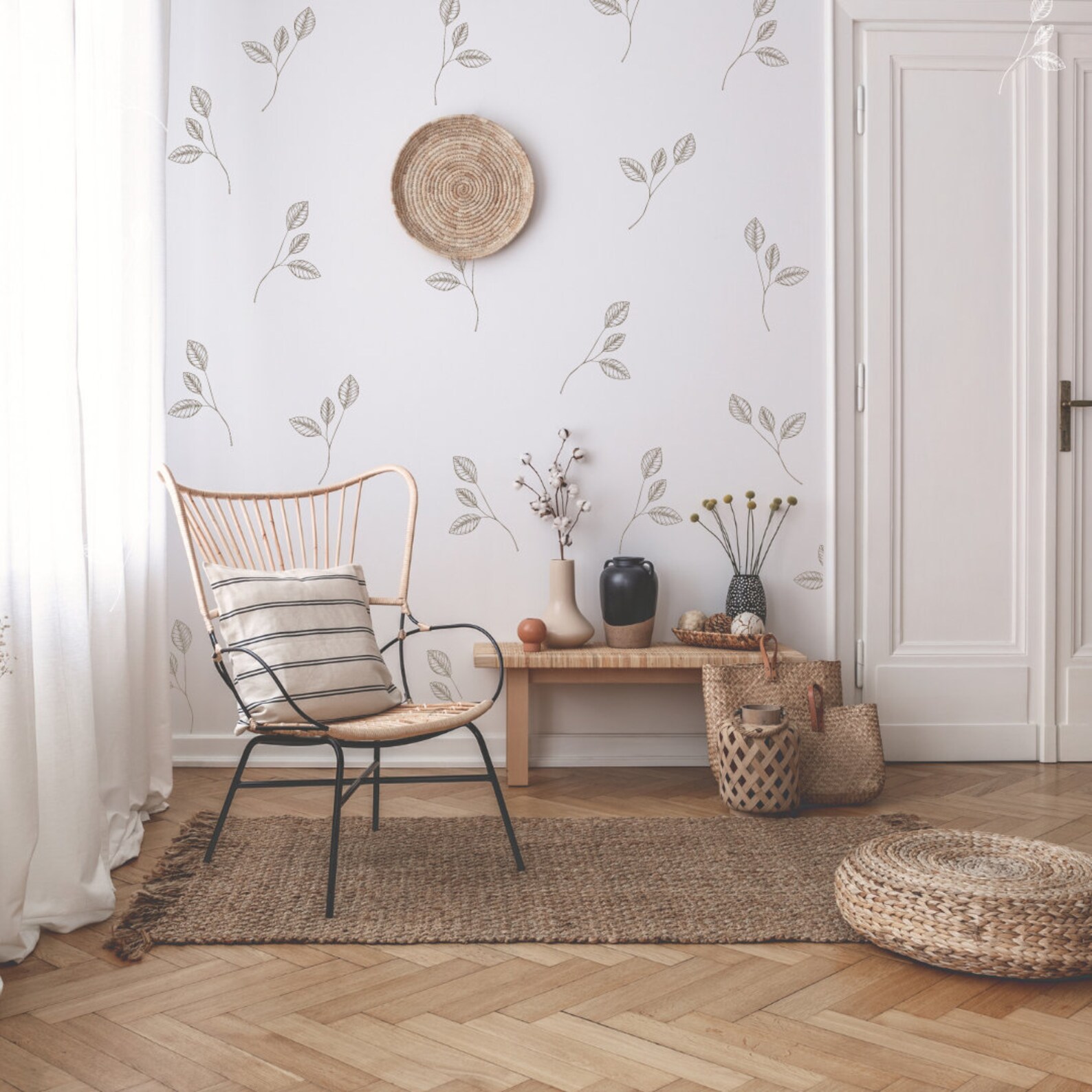 Whimsy Leaves Wall Decals Modern Bedroom Decor Removable Etsy Canada