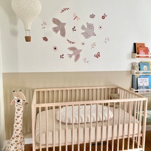 Wall decal birds, Wall decal, Removable Wall Decals, Wall stickers, wall decals nursery, Wall decals boho, Fabric wall decals, flower decals