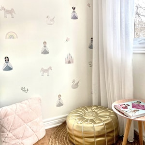 Wall decals princess, Removable Wall Decals, peel and stick, Nursery wall decals, Wall decals girls, Fabric wall decals