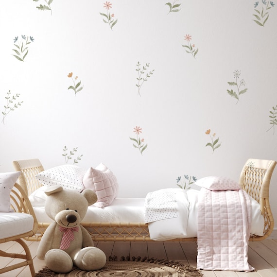 Wildflower Fabric Wall Decals, Boho Floral Decals for Girls