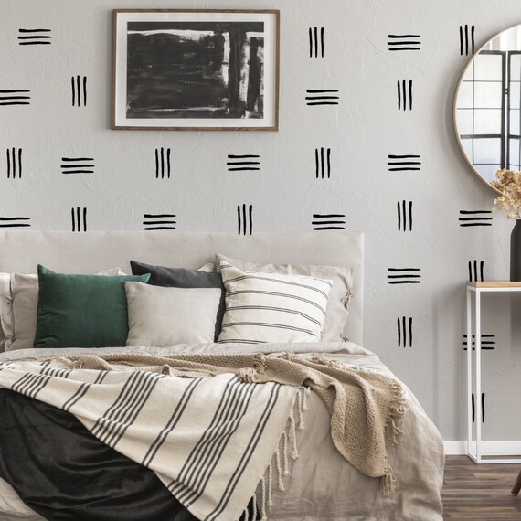 Handrawn Line Wall Decals Modern Bedroom Decor Removable Etsy