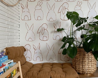 Wall Decals bunny, Removable Wall Decals, Peel and stick, Nursery wall decals, Wall decals boho, Fabric wall decals