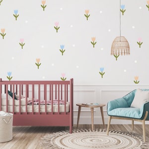 Autocollant mural à fleurs d'anémonie de pavot rose, stickers muraux  amovibles pour chambre d'enfants, décoration intérieure moderne pour la  maison