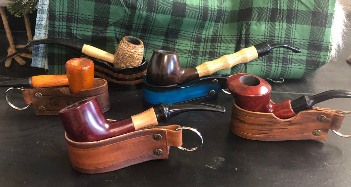 Genuine Leather Tobacco Pipe Stand with Multitool keychain Etsy