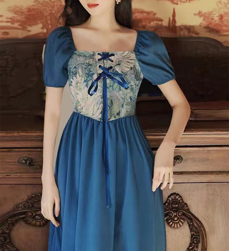 Klein Blue Renaissance Dress Puff Sleeve Victorian Dress Etsy