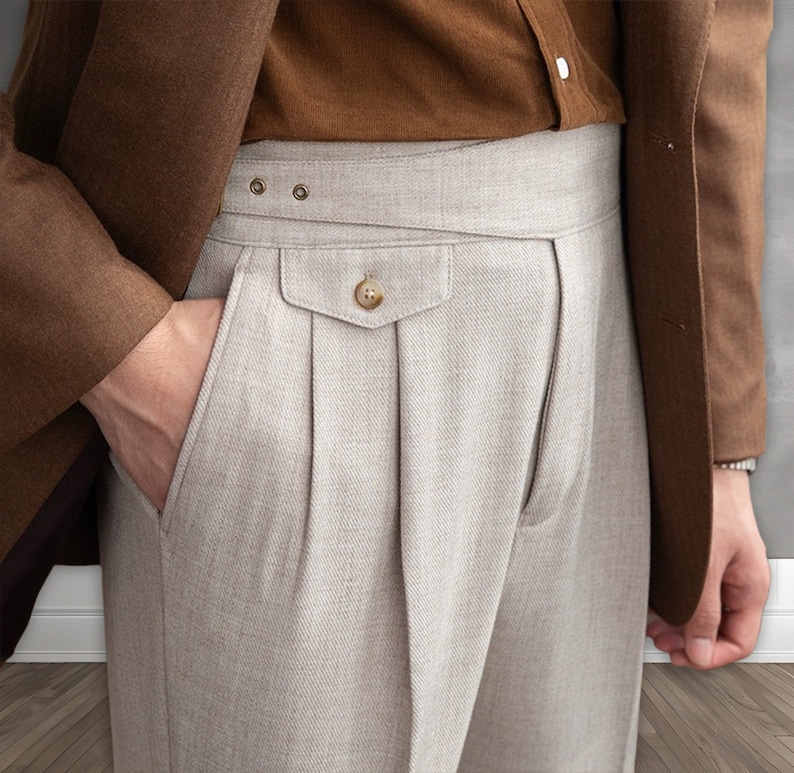 Luxury High-Waist Gurkha Pants in Purple – Pleated Mens Trousers main image 1