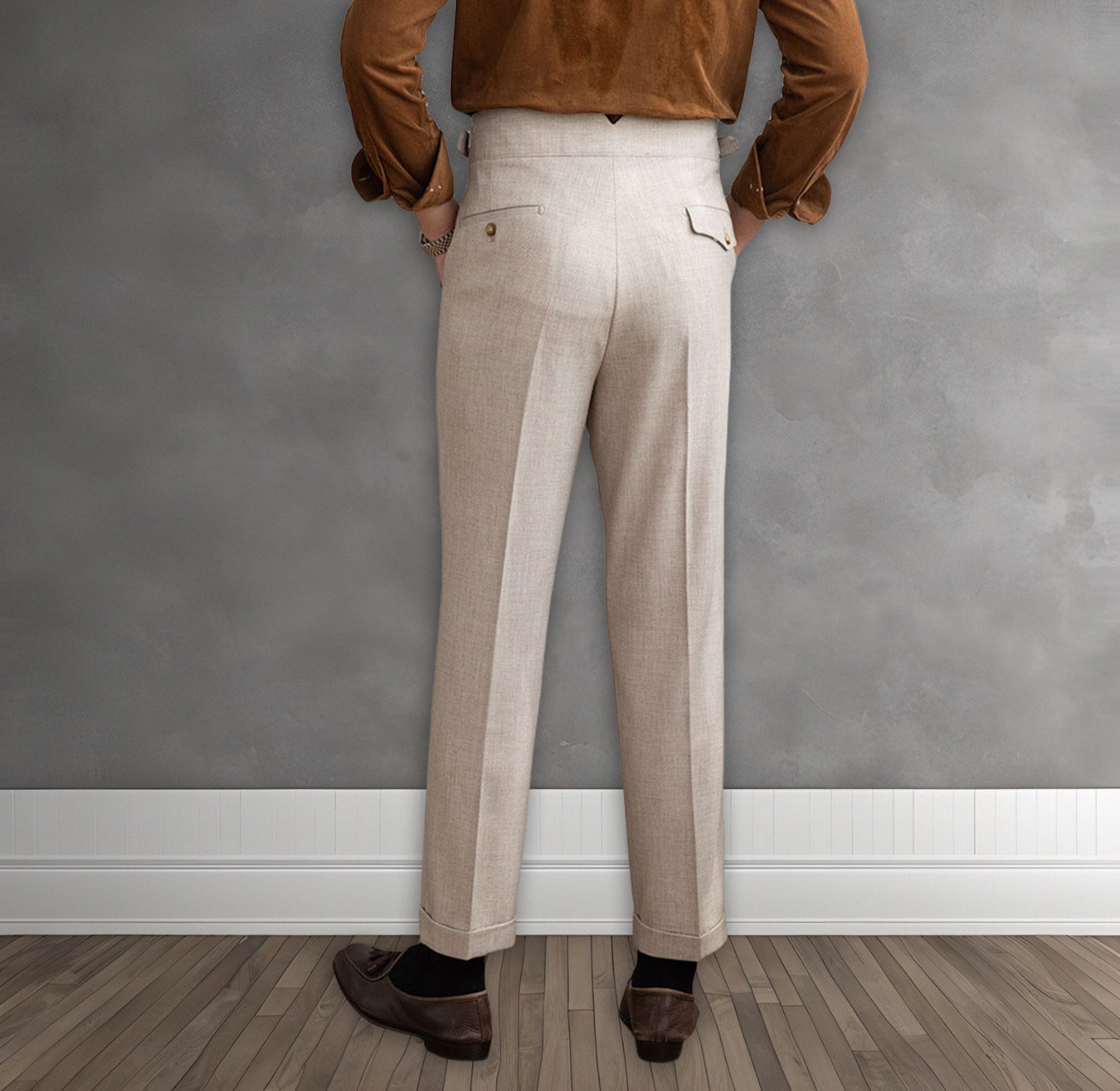 men-polyester-gurkha-pants-adjustable-buckle-high-waist-front-pleated
