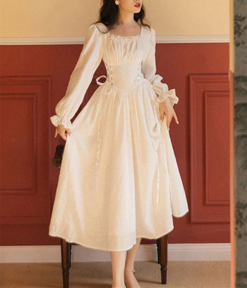 Waistcinching Jacquard Renaissance Dress Longsleeved Etsy