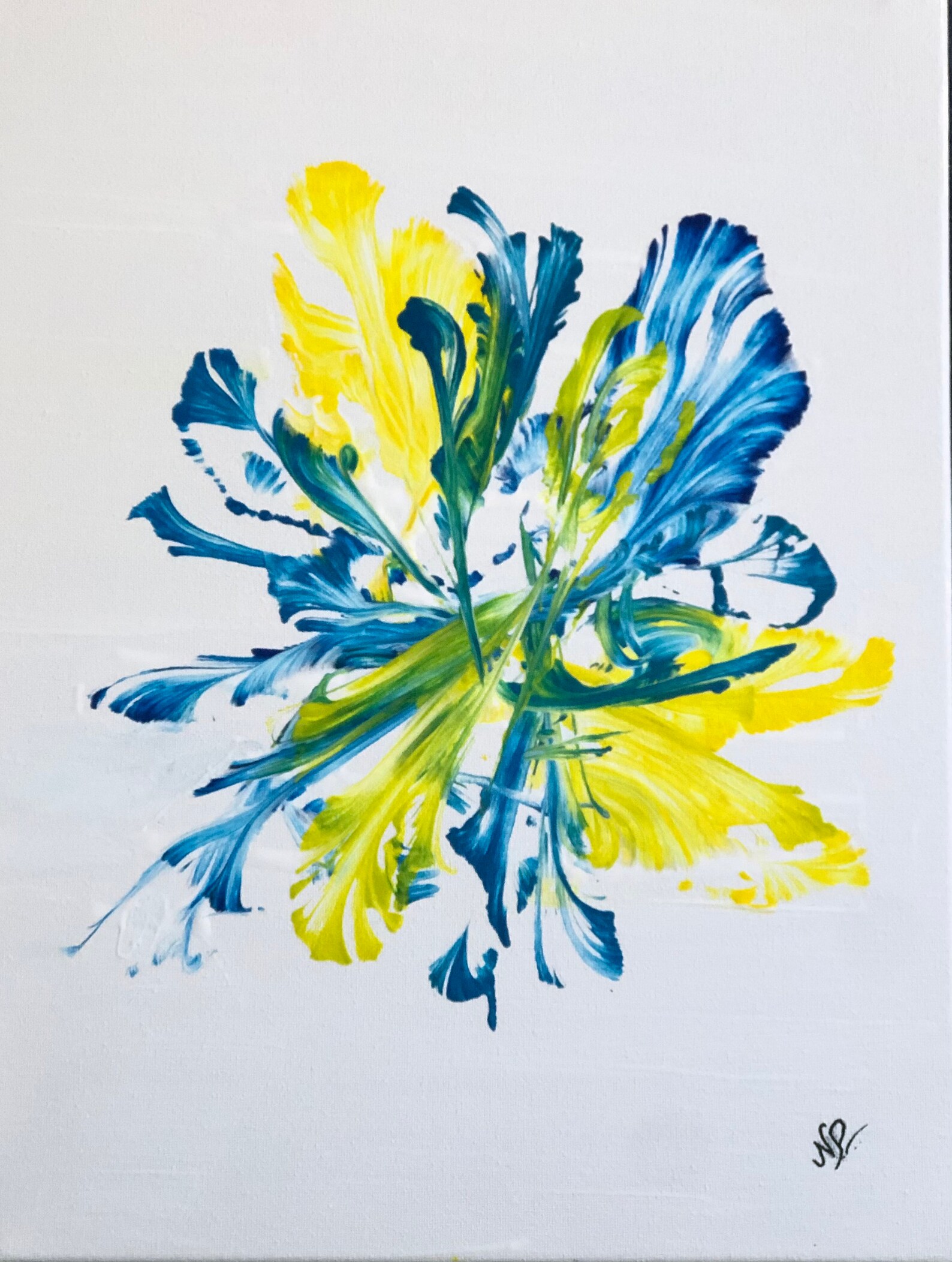 Canvas Wall Art Abstract Yellow Blue Painting for Bedroom Etsy