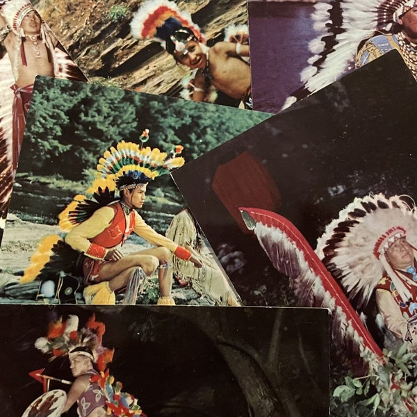 Vintage Native American Ceremonial Regalia Blank Postcards Set of 6)/Winnebago Indians, Wisconsin 1960s