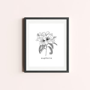 Flower Euphoria Wall Print, Digital Download, Wall Art, Digital Print, Minimalistic Print, Wall Decor, Printable
