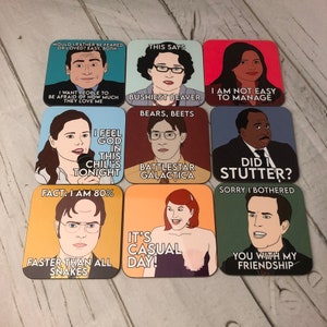 The Office Kelly/Meredith/Pam/Phyllis/Michael/Dwight/Jim/Stanley/Andy Coasters 9x9cm